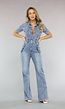 Shortsleeve Denim Jumpsuit met Cargo Zakken