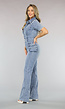 Shortsleeve Denim Jumpsuit met Cargo Zakken