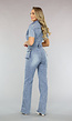 Shortsleeve Denim Jumpsuit met Cargo Zakken