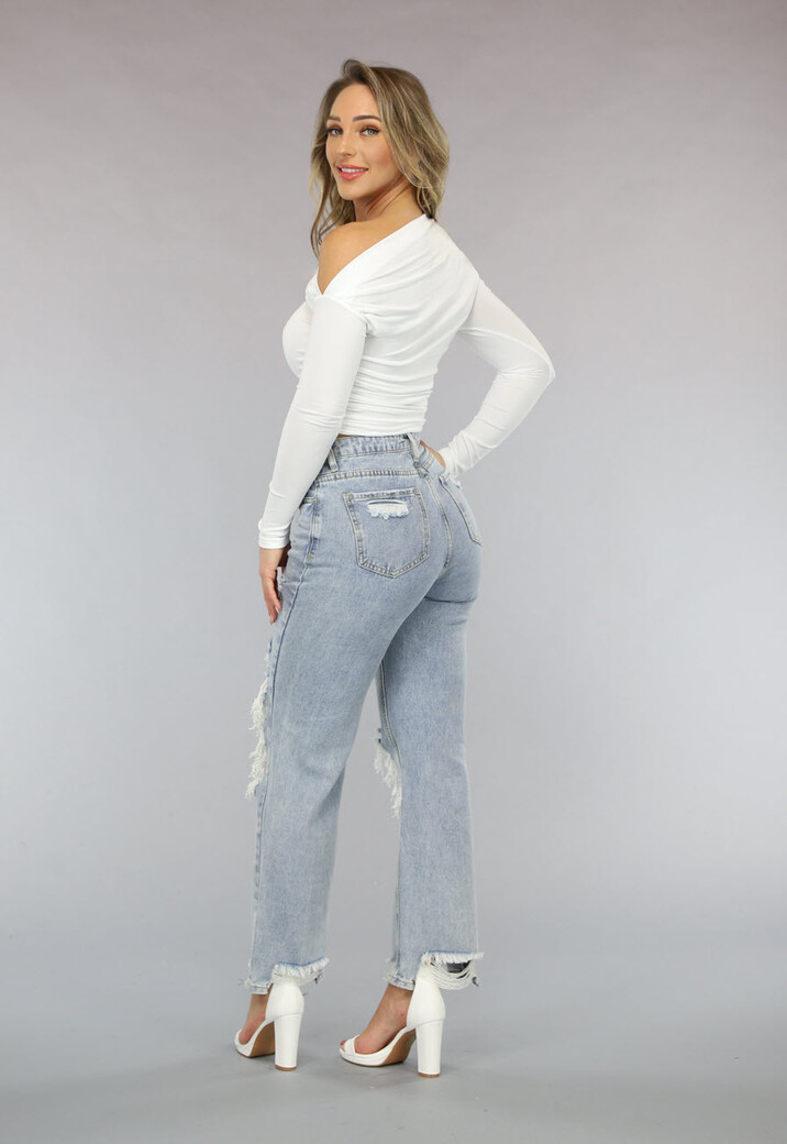 Asymmetrische Stretchy Witte Top