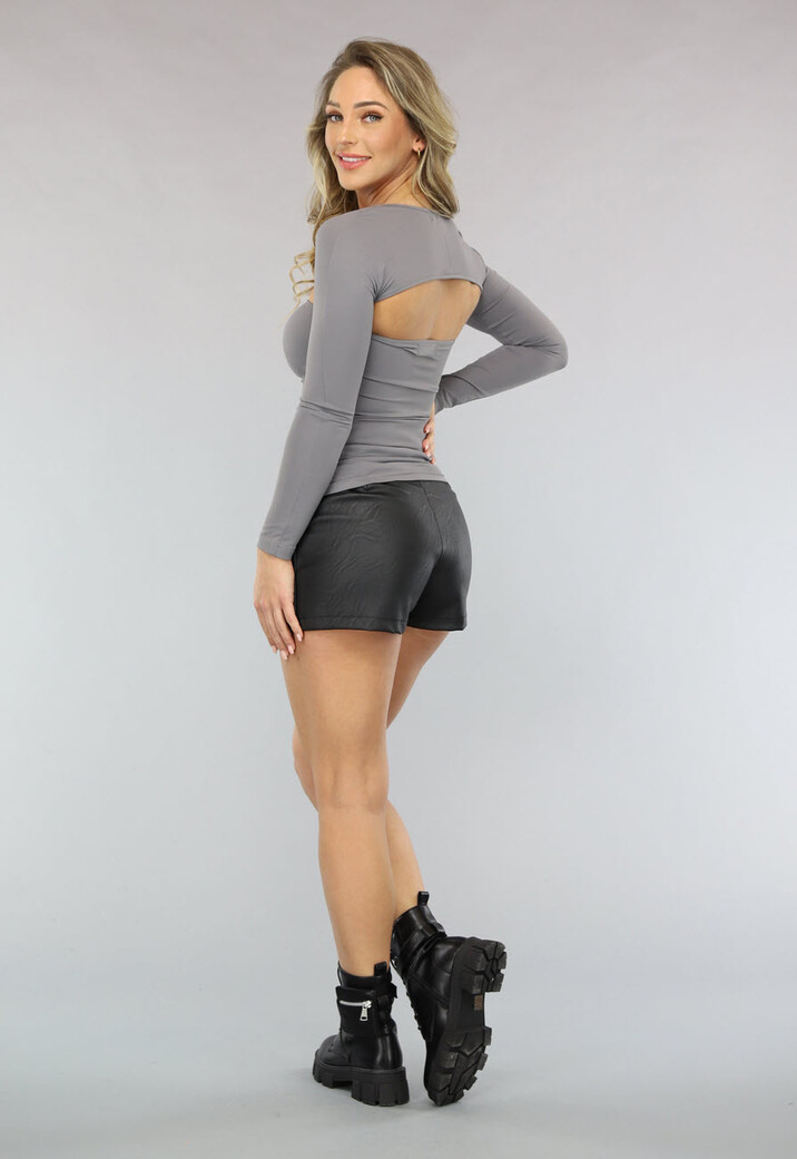 Grijze Elastische Bandeau Top met Bijpassende Bolero