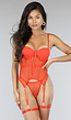 Rode Lingerie Set met Jarretels