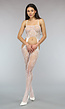 Witte Bodystocking met High Cut Jarretel-Look