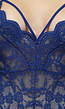 Blauwe Strappy Kanten Bodysuit