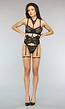 Zwart Kanten Lingerie Setje met Halter