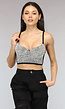 Zwart Crop Bustier met Zilveren Sparkle