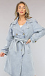 Lichtblauwe Oversized Denim Trenchcoat met Ceintuur