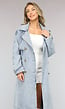 Lichtblauwe Oversized Denim Trenchcoat met Ceintuur