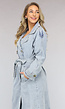 Lichtblauwe Oversized Denim Trenchcoat met Ceintuur