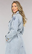 Lichtblauwe Oversized Denim Trenchcoat met Ceintuur