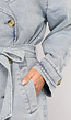 Lichtblauwe Oversized Denim Trenchcoat met Ceintuur