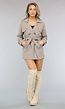 Korte Trenchcoat met Gesp Details in Taupe