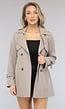 Korte Trenchcoat met Gesp Details in Taupe