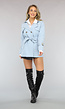 Korte Babyblauwe Trenchcoat met Tailleband