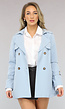 Korte Babyblauwe Trenchcoat met Tailleband