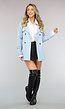 Korte Babyblauwe Trenchcoat met Tailleband