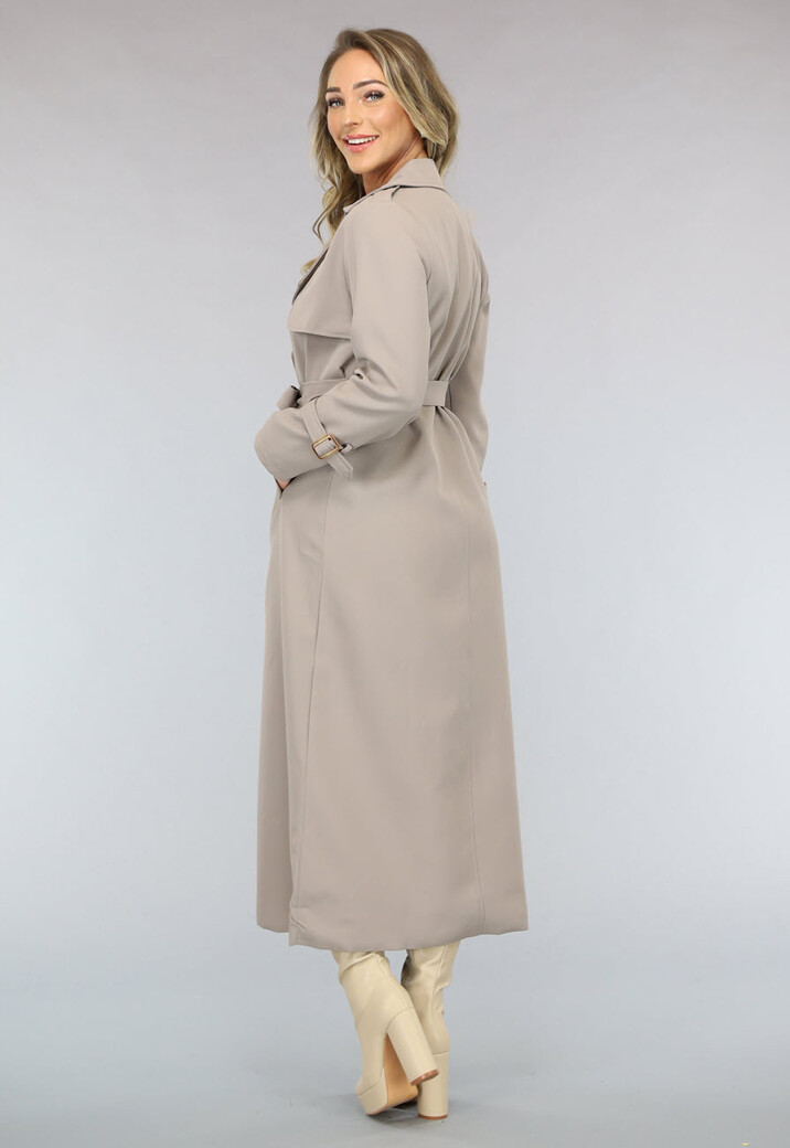 Taupe Trenchcoat met Tailleband