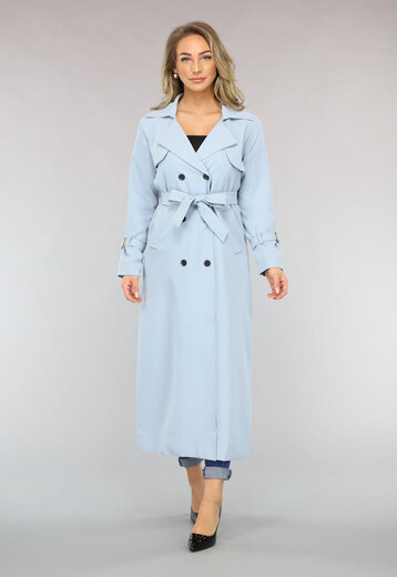 Lange Jas met Ceintuur in Babyblauw