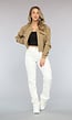 Cropped Bomber Jasje in Camel