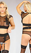 Zwart Mesh Lingerie Setje met Gehaakte Details