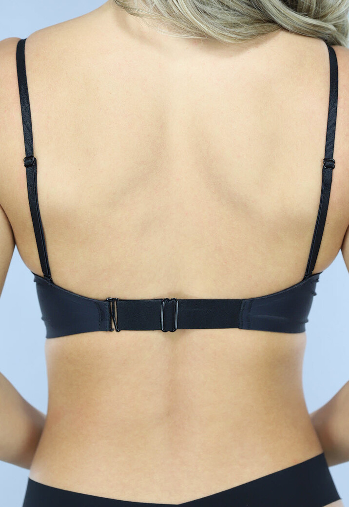 Zwarte Zachte V Hals BH met Voorgevormde Cups en Beugels