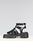 Zwarte Lederlook Sandalen met Grove Zool
