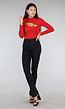 Rode Rib Bodysuit met Uitsnede