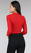 Rode Rib Bodysuit met Uitsnede