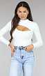 Witte Rib Bodysuit met Uitsnede