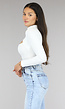 Witte Rib Bodysuit met Uitsnede