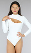 Witte Rib Bodysuit met Uitsnede