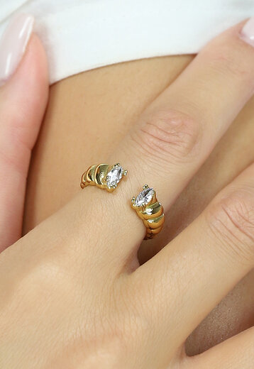 NEW2802 Gouden Halve Ring met Diamant