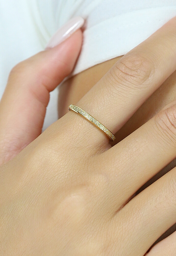 Stainless Gouden Glinsterende Ring 2mm Dikte