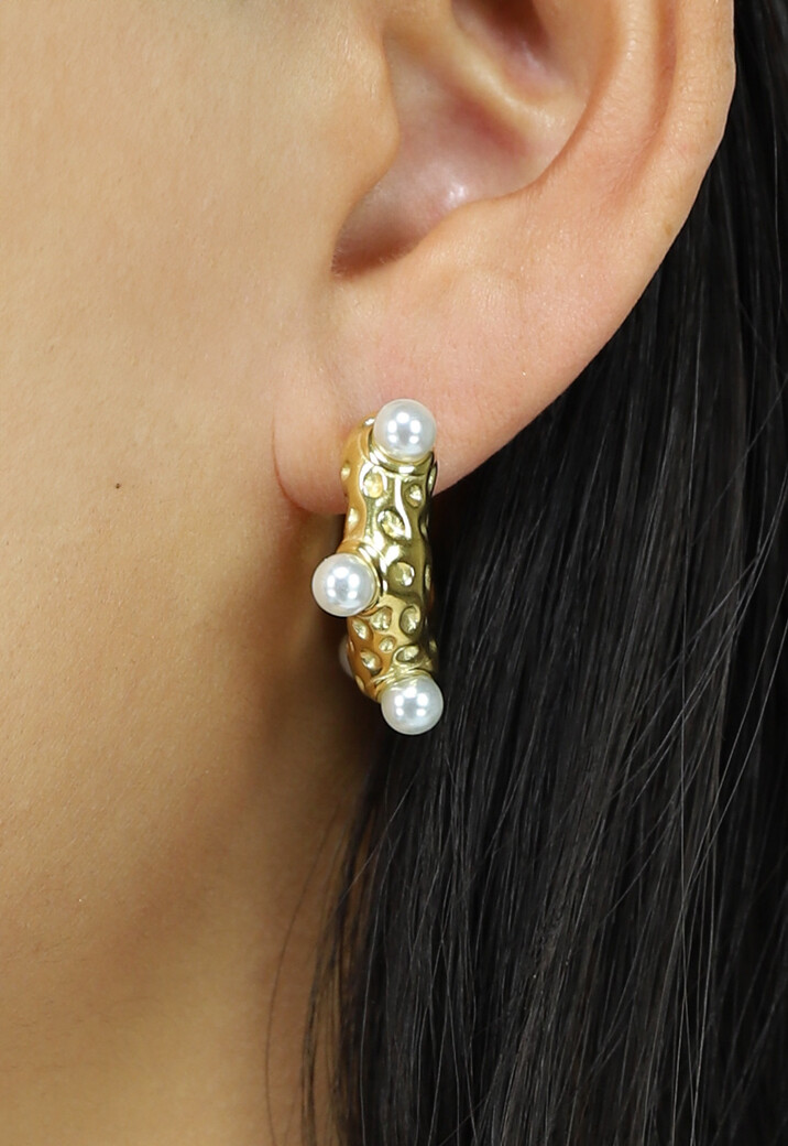 Gouden Stainless Oorringen met Parels