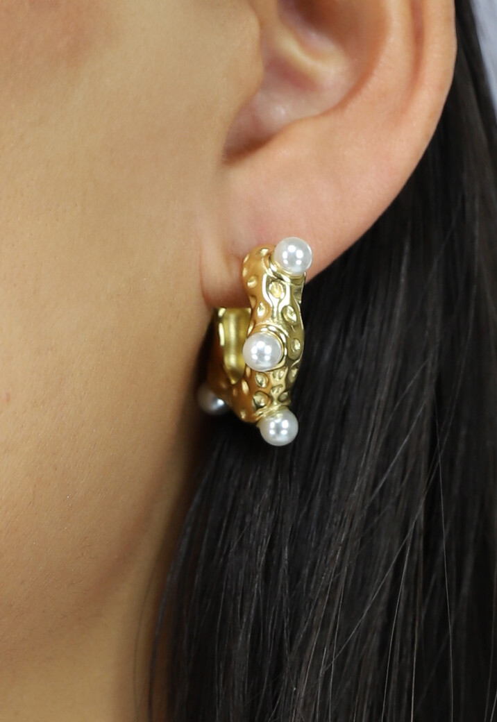 Gouden Stainless Oorringen met Parels