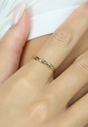 NEW2802 Stainless Gouden Twist Ring