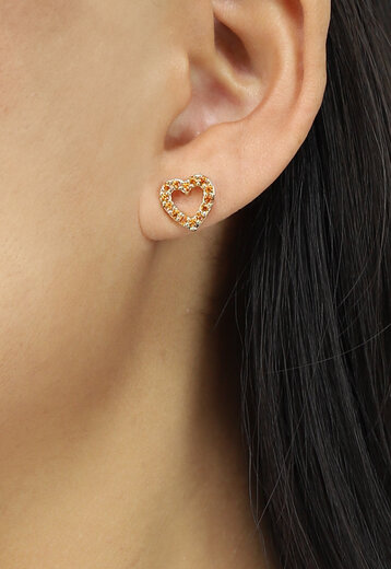 Oranje Glitter Hartjes Oorbellen