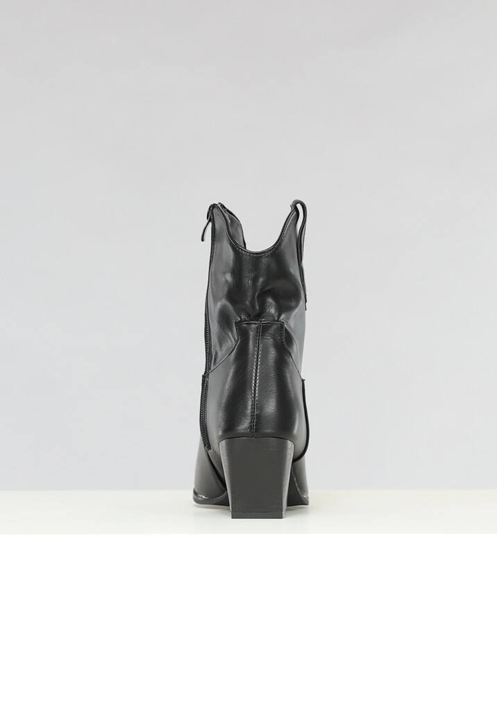 Korte Zwarte Lederlook Cowboylaarsjes