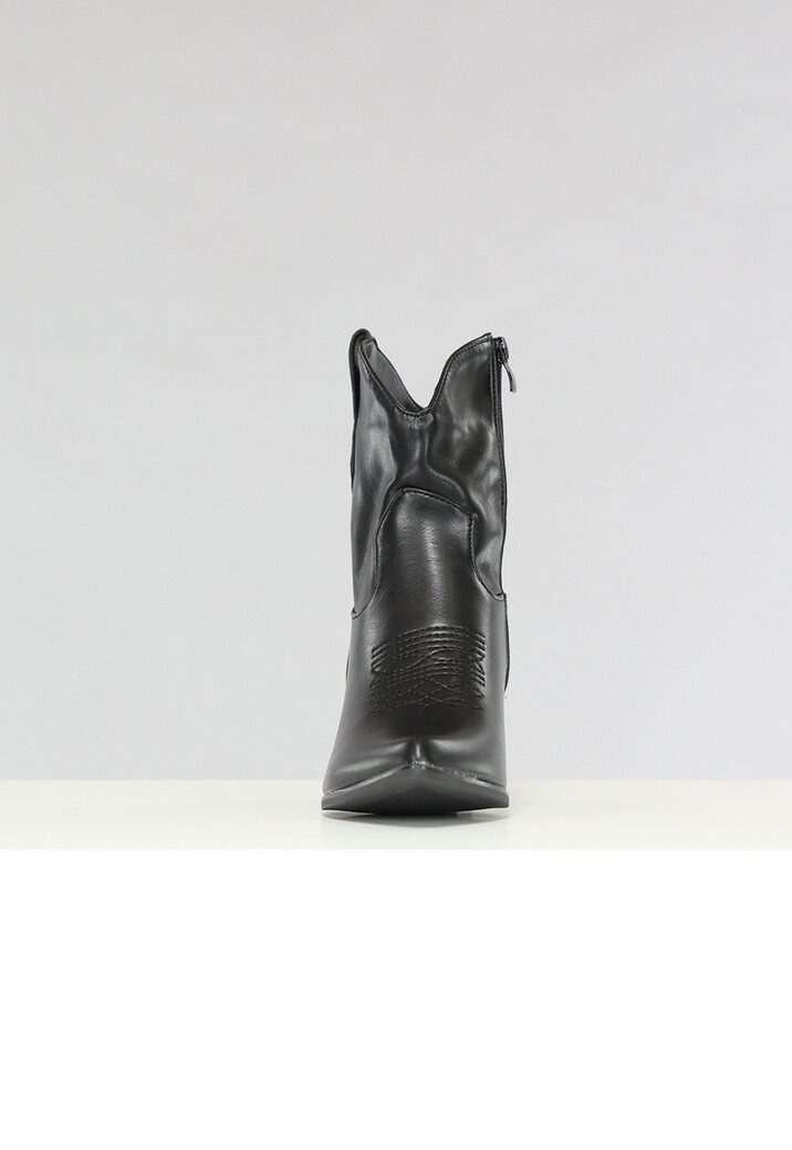 Korte Zwarte Lederlook Cowboylaarsjes