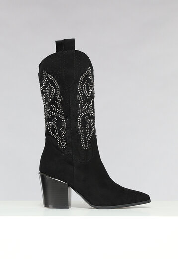 Zwarte Lederlook Biker Boots met Tasje Uwantisell