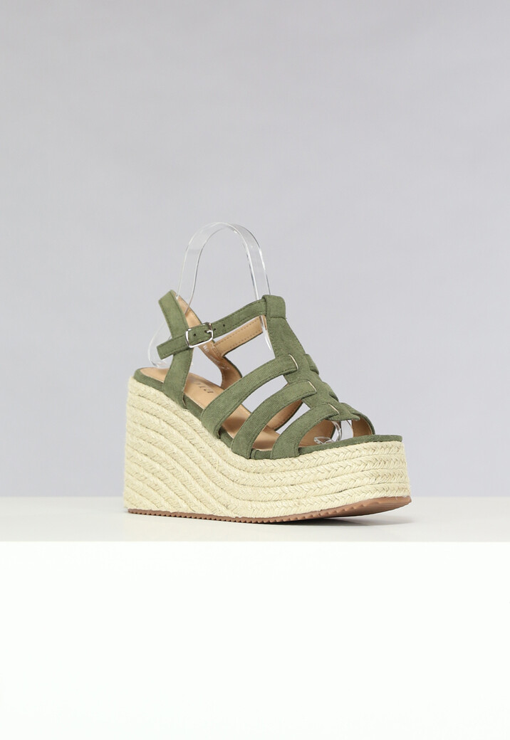 Bohemian Espadrilles met Sleehak in Khaki
