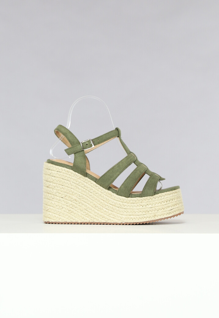 Bohemian Espadrilles met Sleehak in Khaki