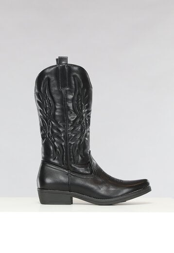 NEW2802 Zwarte Lederlook Cowboylaarzen