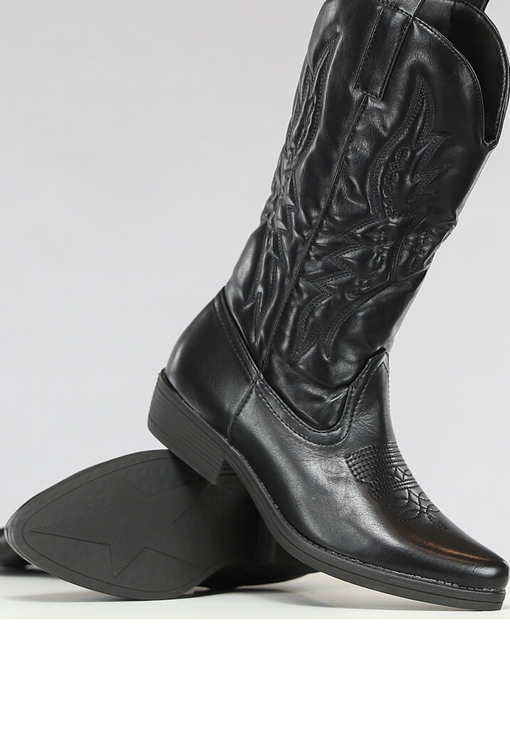 Zwarte Lederlook Cowboylaarzen