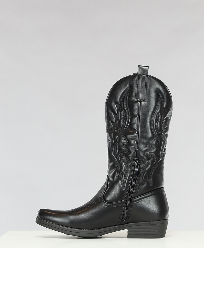 Zwarte Lederlook Cowboylaarzen