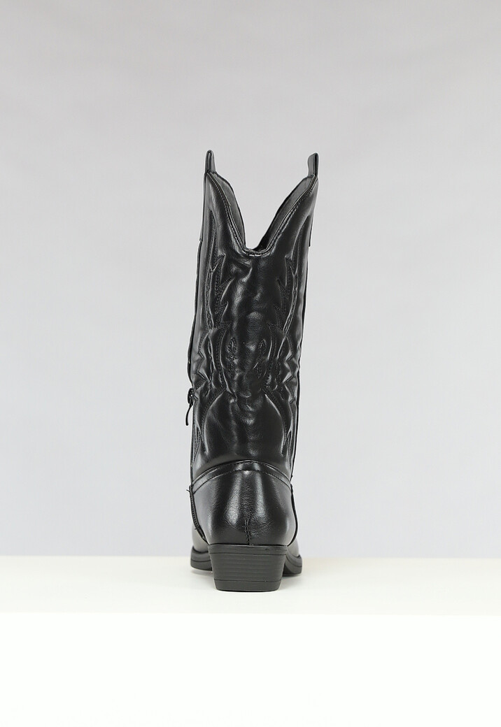 Zwarte Lederlook Cowboylaarzen