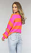 Oranje/Roze Trui met Horizontale Strepen