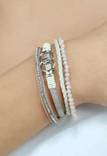 NEW0603 Beige Layered Boho Armband met Kraaltjes