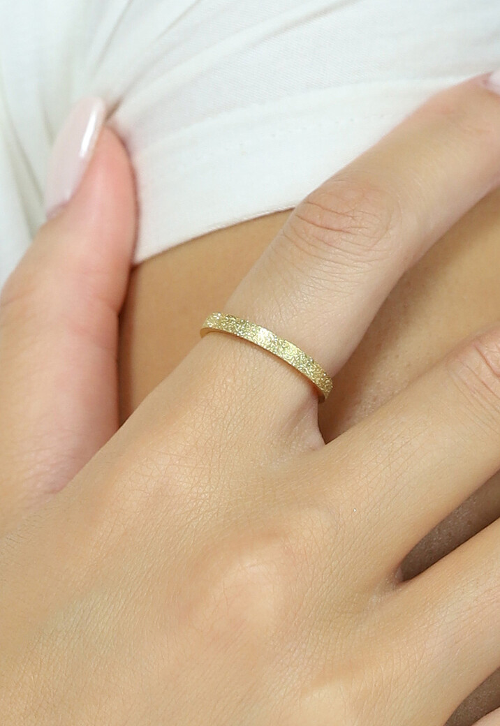 Stainless Gouden Glinsterende Ring 3mm Dikte