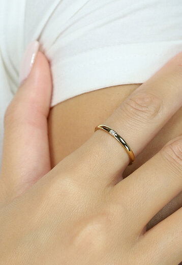 NEW0603 Stainless Gouden Ring met Glitter Steentje